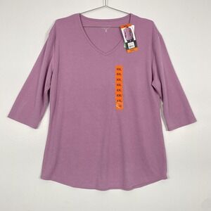 NWT SEG'MENTS Shirt Womens XXL Pink Cashmere Rose 3/4 Sleeve V Neck Tunic Tencel